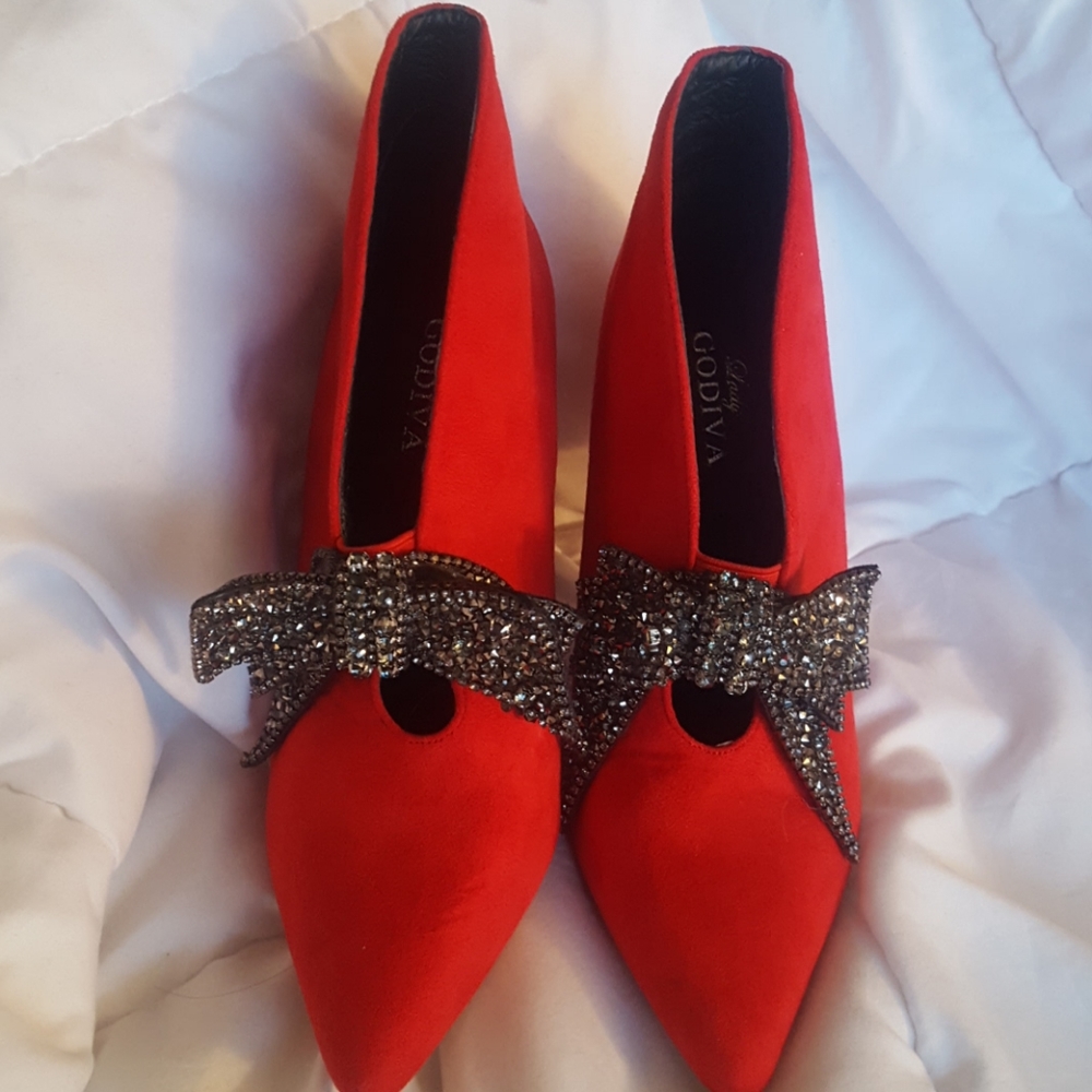 Red ankle boot